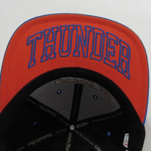 Mitchell & Ness NBA OKC Oklahoma City Thunder Black/Blue Snapback Hat/Cap - Picture 7 of 11